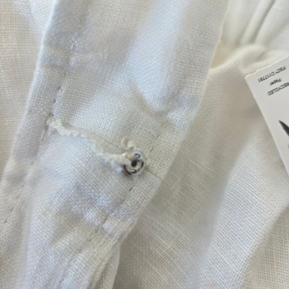 Madewell Contrast-Stitch Squareneck Top in 100% Linen Size M NWT - Picture 6 of 8